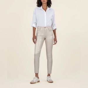 Kut from the Kloth Charlize High-rise Fab Ab Cigarette Leg-raw Hem in Rose Gold